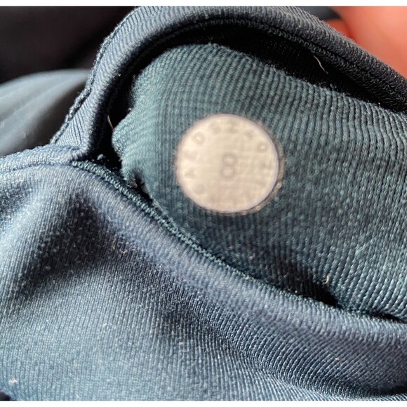 Lululemon Cropped Mid Rise Dark Teal Mesh Yoga Workout Leggins Sz 8 - Picture 3 of 6